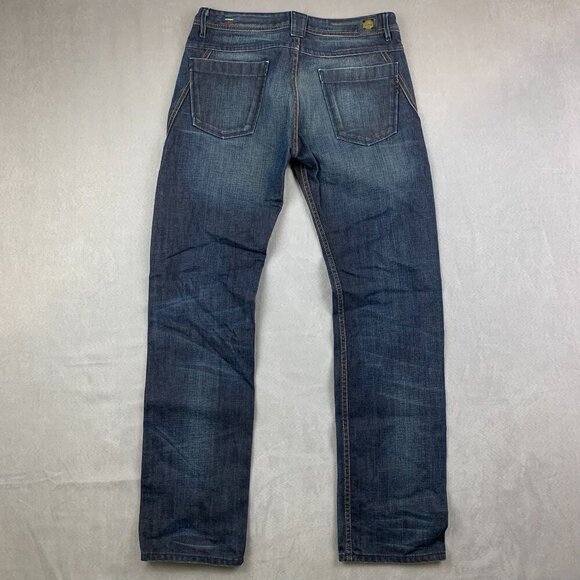 Diesel Mens Pants 30 Blue Jeans Deetak Slim Straight Dark Wash Rigid Italy 30x32 - Picture 11 of 15